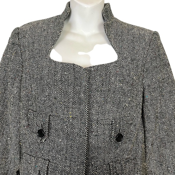 CACHE Herringbone Cotton Blend Black White Colorful Specks Suit Jacket Blazer  6 - Picture 6 of 15